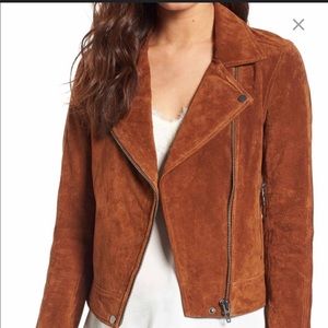 BLANK NYC Suede Moto Jacket in Camel